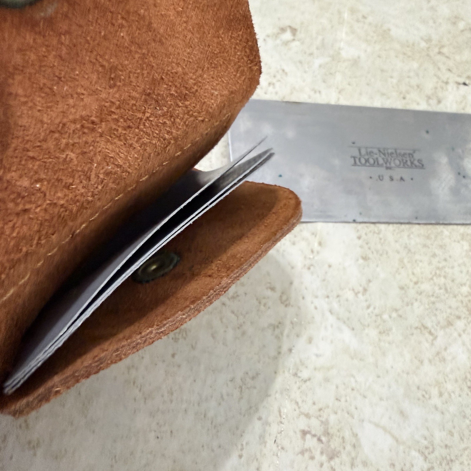 Garret Wade Suede Scaper Pouch Brown Tool Holder Case Sheath Belt Holster