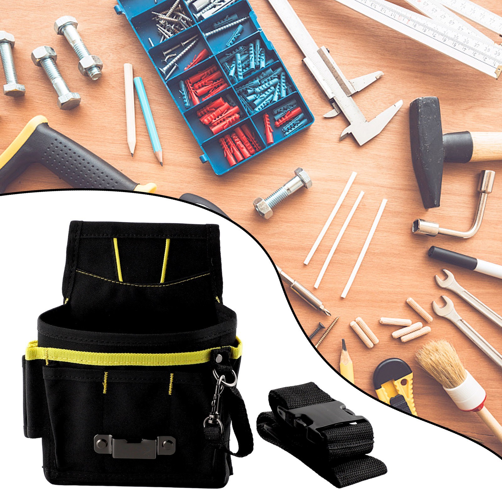 Brand New Tool Bag Waist Storage 600D Oxford Fabric Belt Tool Black Electrician