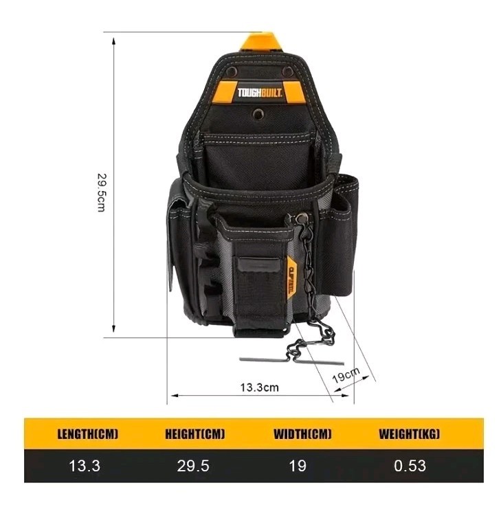 ToughBuilt TB-CT-34 Small Electrician Tool Pouch ClipTech Belt Clip 13 Pockets