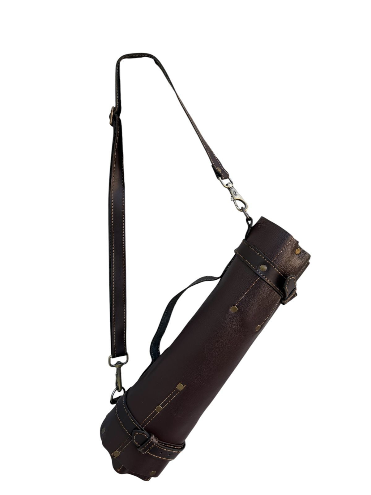 Cowhide Leather Chef knife Roll Bag Portable Storage for Tools Adjustable Strap