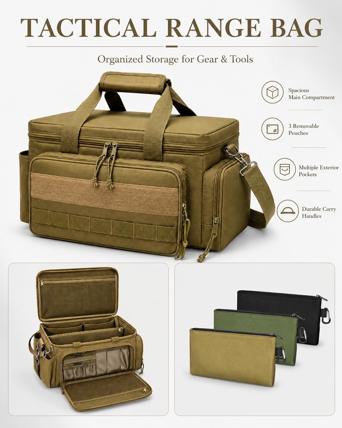 15-Inch Tool Bag Multi-purpose Tool Organizer Bag with 3 Tool Pouches and Adj…