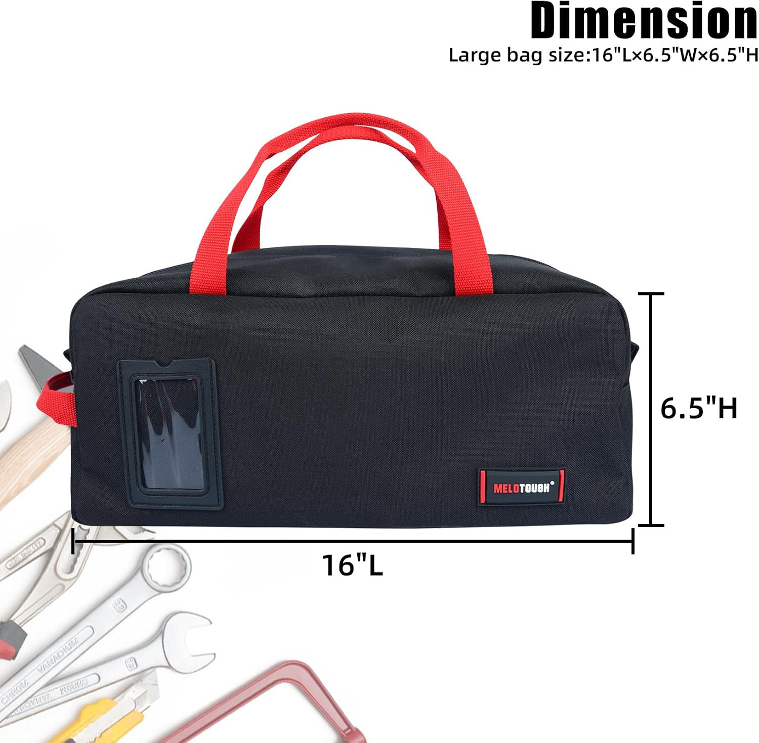 16 Inch Tool Bag Canvas Tool Tote Bags with Zipper Heavy Duty Portable Tool Bag