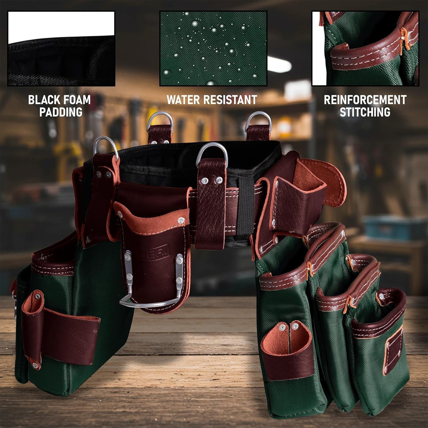 NEW FUERI Electrician’s Heavy Duty 26 Pocket Leather-Nylon Tool Belt & Bag Combo