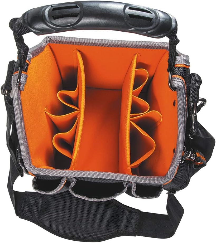 17″ Electricians Tool Tote, 20 Pockets, Black, Orange