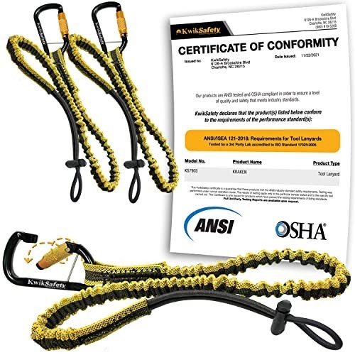 Heavy Duty Tool Lanyard 3 Pack – ANSI OSHA Compliant, Coiled Bungee, 10lb Limit