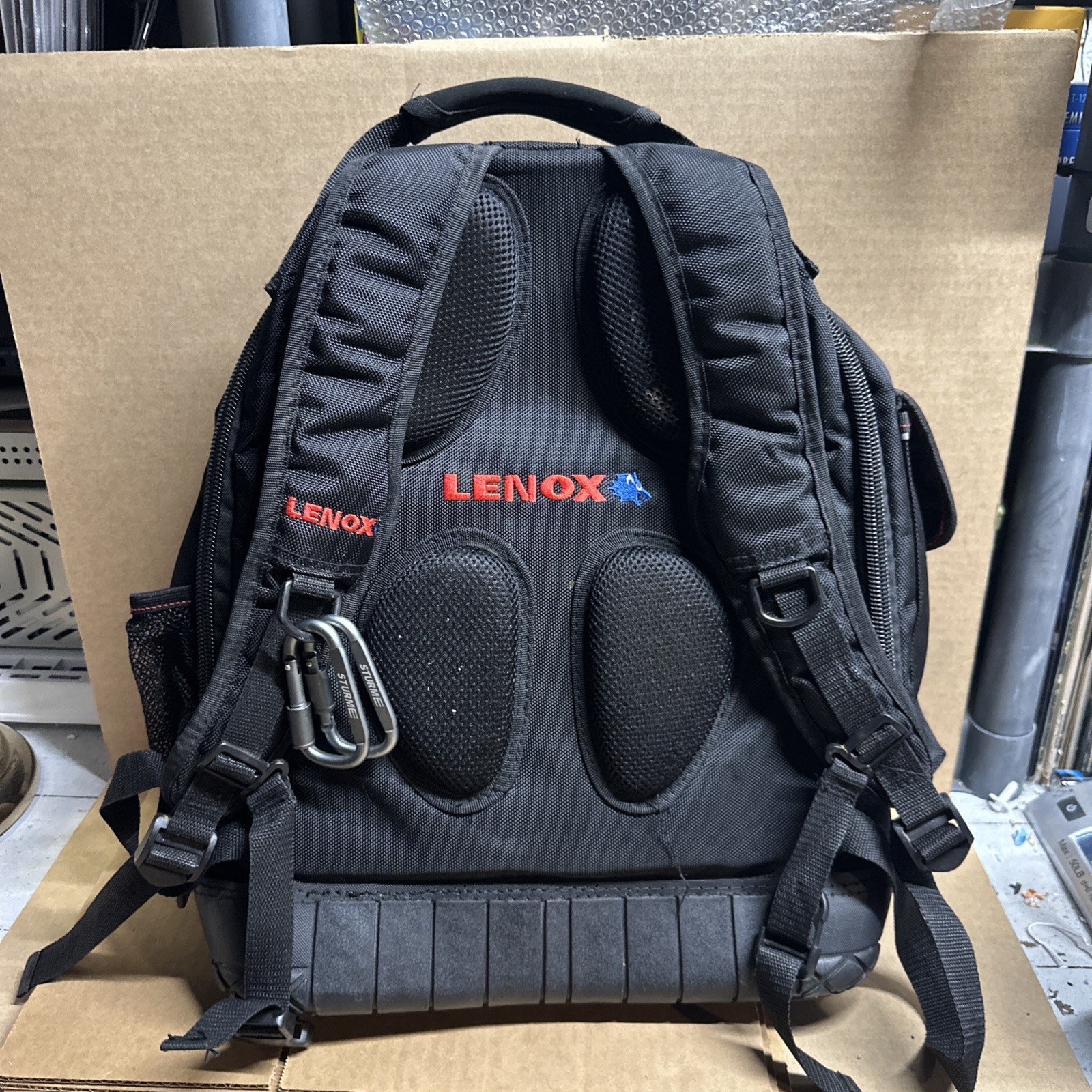 Lenox 30 Pocket Black Ballistic Nylon Backpack Tool Bag Great Used Condition