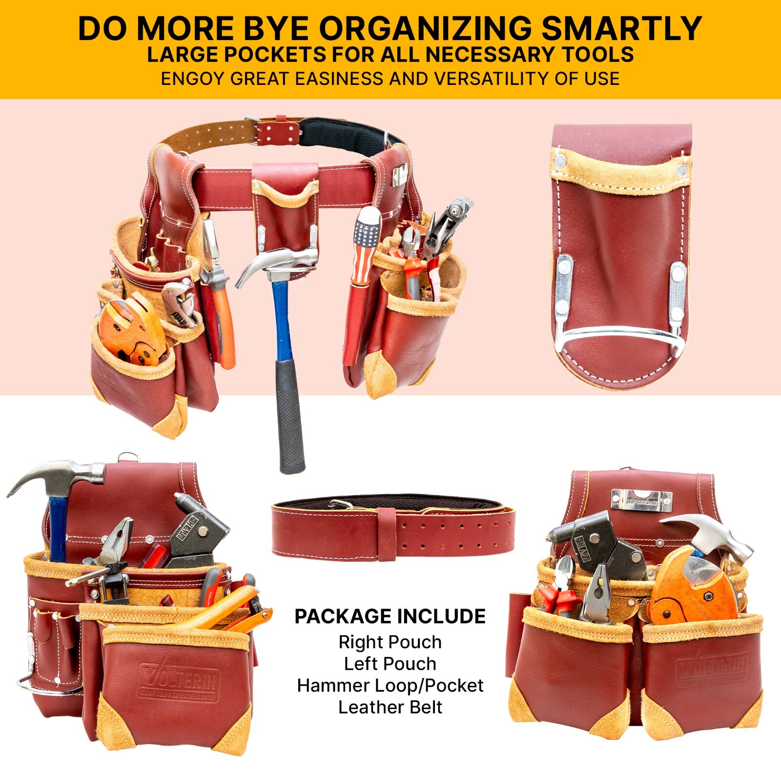 Heavy Duty Grain Leather Carpenter Tool Belt | Leather Tool Pouch Construction