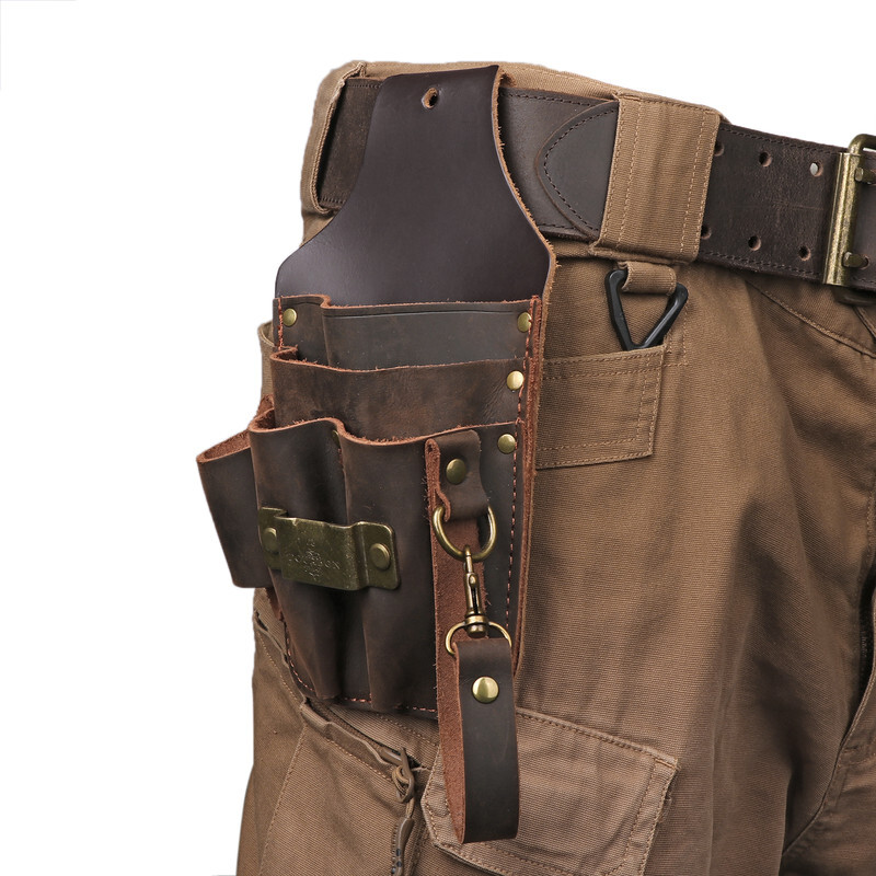 TOURBON Leather Workshop Heavy Duty Tools Belt Holster Utility Electrician Pouch