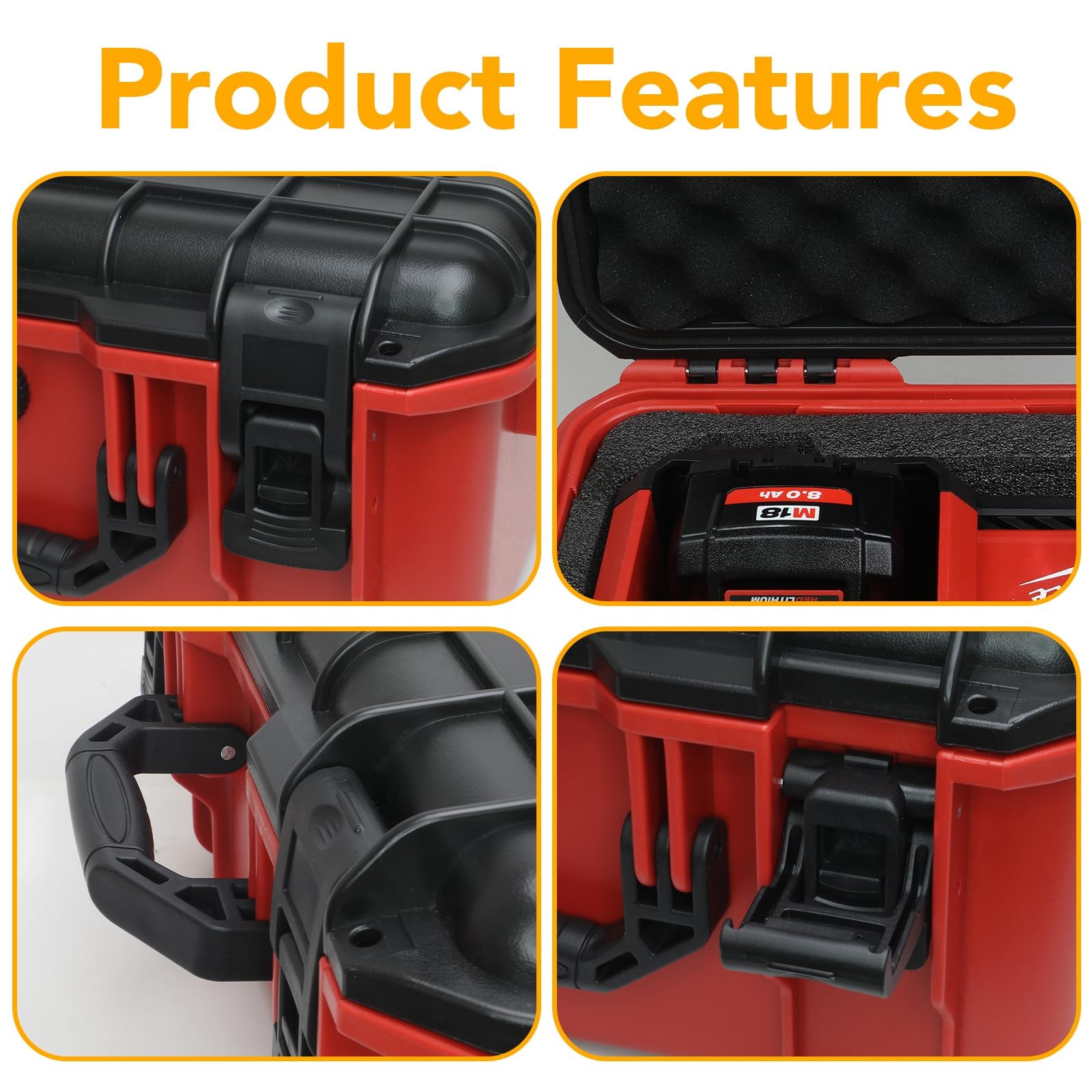Air Compressor Case for Milwaukee Inflator,Waterproof 11 x 5 x 13 inches, RED