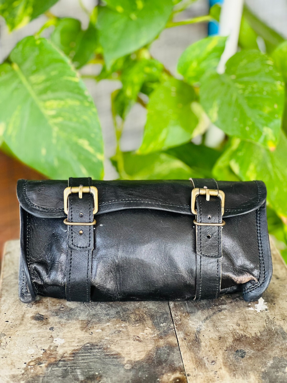magical Goat Leather Tool Genuine Strap Bag Brown New