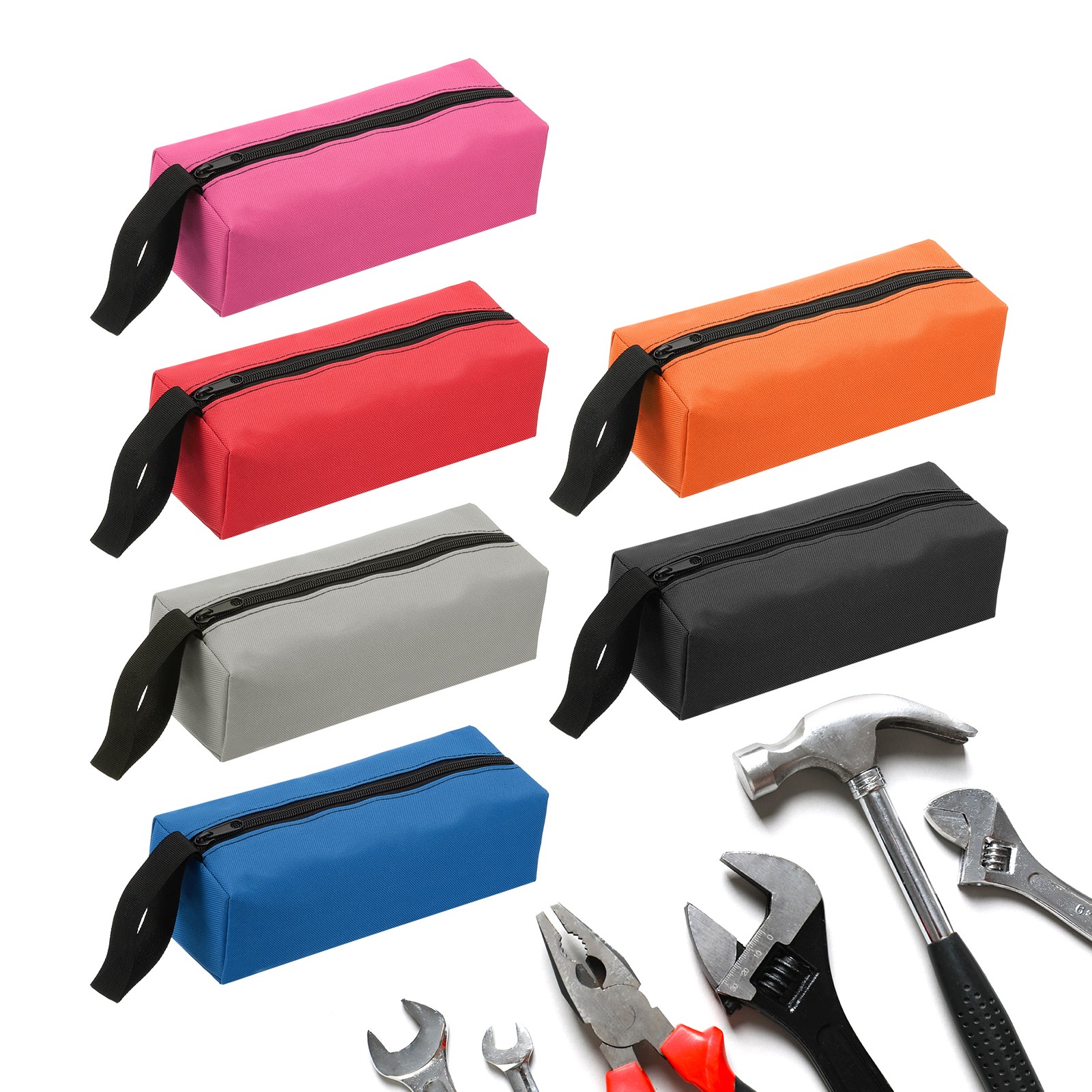 6pcs Zipper Utility Tool Bag 9.8×3.3×2.8 Inch Multi-purpose Tote Bag 6 Color