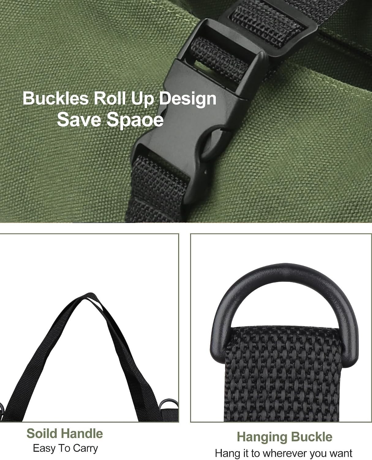 Functional Canvas Tool Roll Bag for Contractors with 5 Zippered Compartments