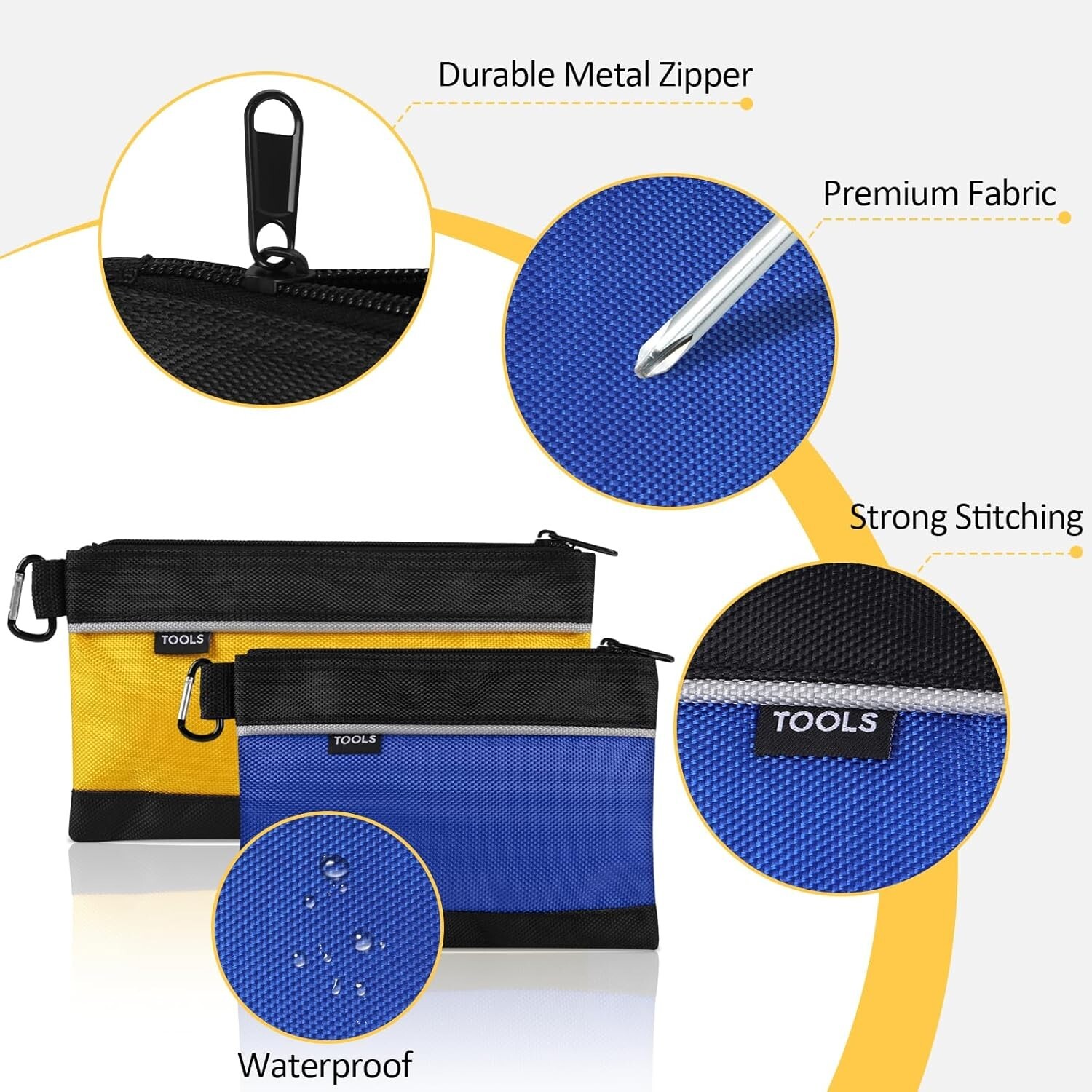 4 Pack Tool Pouch, Small Tool Bag With Zipper, 1680D Oxford Waterproof Tool With