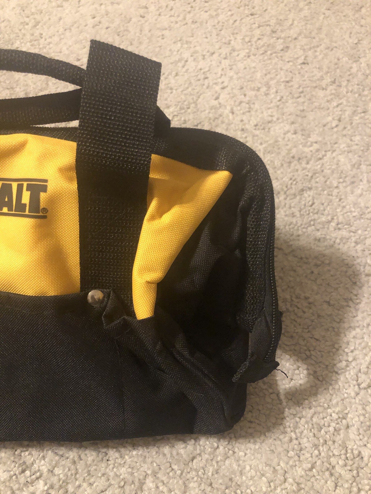 DeWALT Contractor Tool Bag Small Soft Case Zippered Tote Black Yellow Storage