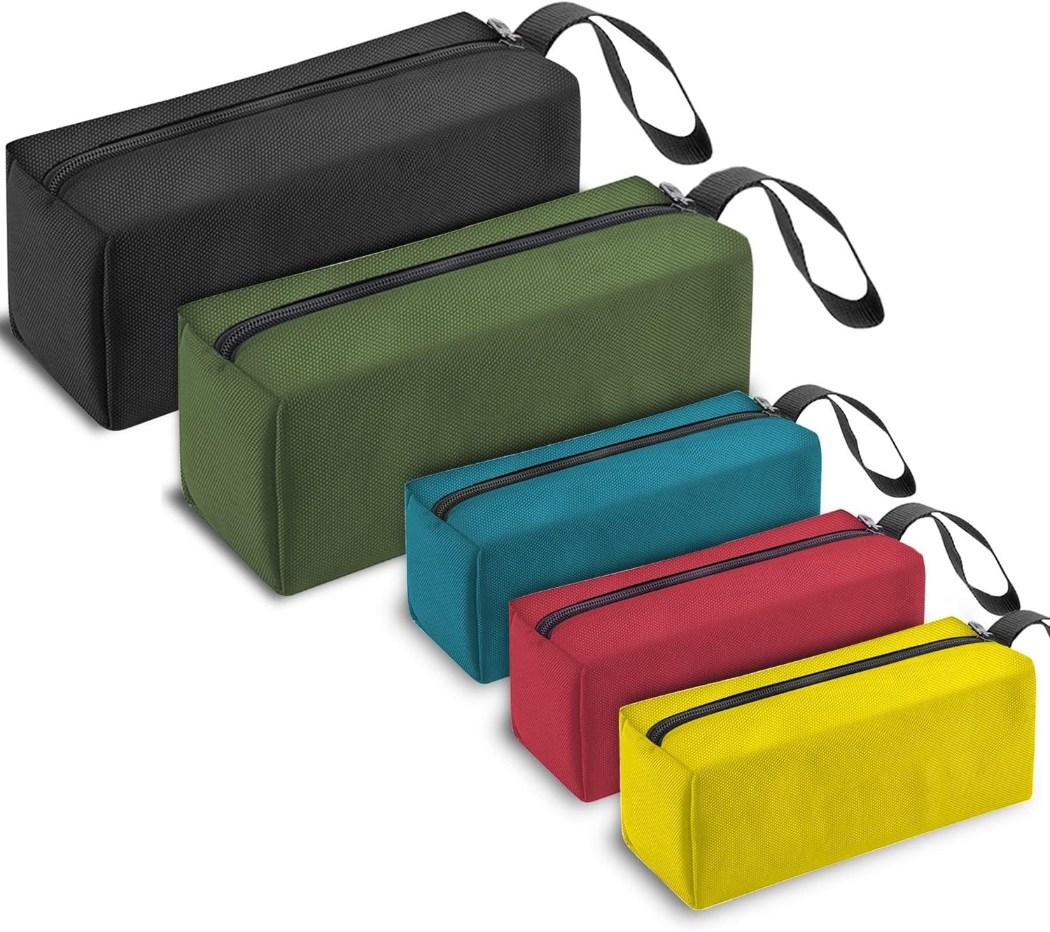 5 Pack Canvas Tool Pouch of Two Sizes, Tool Pouches with Zipper, Multipurpose…