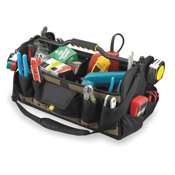 Clc Work Gear 1579 Tool Tote, Polyester, 27 Pockets, Black/Tan, 11″ Height
