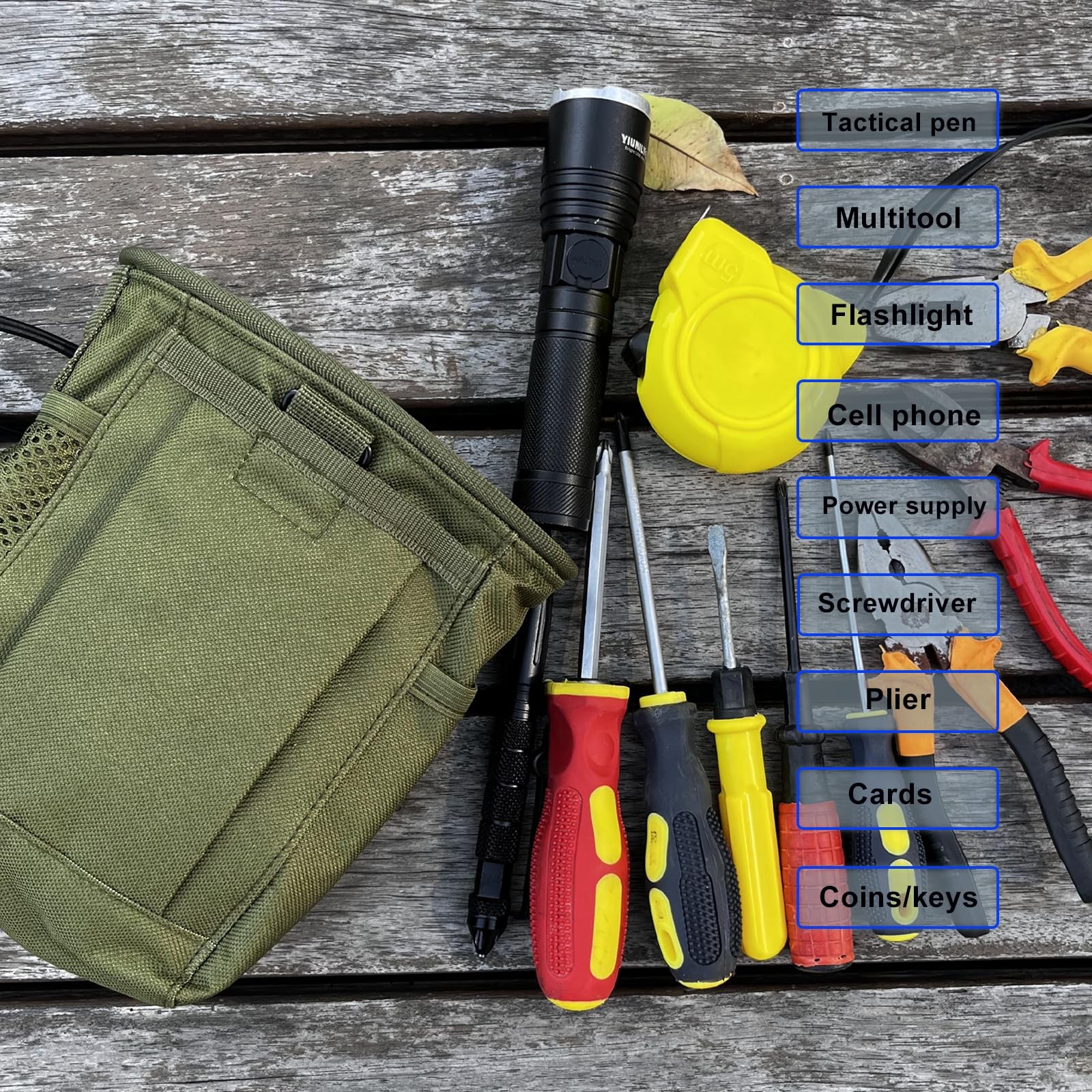 Small Tool Pouch,Utility Bag, Toolbox, Screw Driver, Plier green