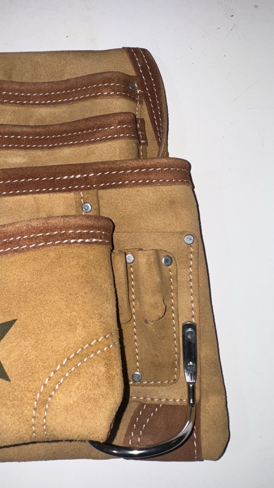 Beige Suede leather tool pouch