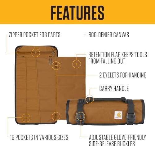 Durable Water-Resistant Tool Roll Organizer – 16 Pocket Utility Storage Bag