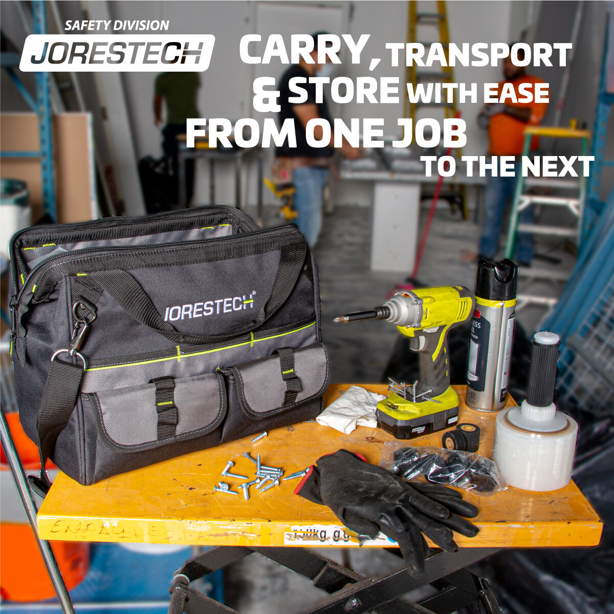 Tool BAG 16 Inch 22 Pockets 16″ x 10″ x 11″ Storage Wide Mouth 30 L JORESTECH