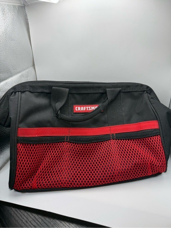 Craftsman 14” Tool Bag Black Red Polyester Zippered Utility Tote Part 37537