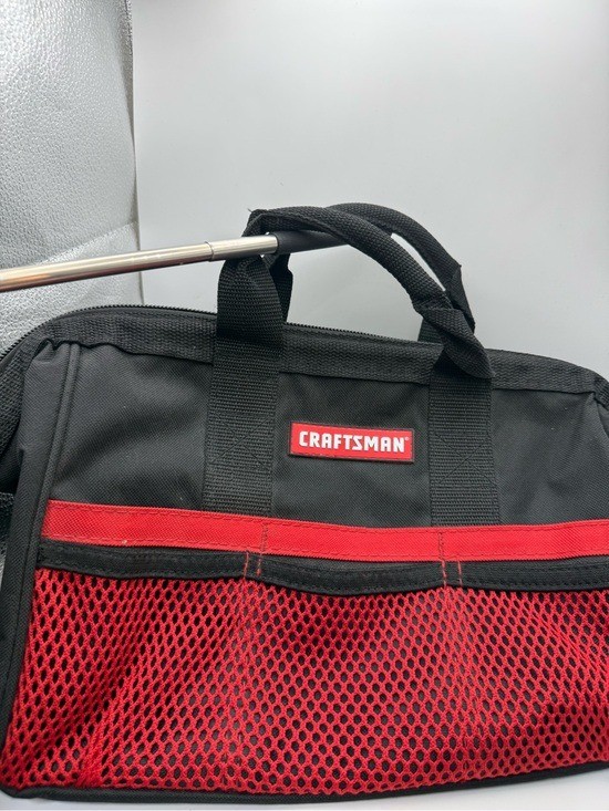Craftsman 14” Tool Bag Black Red Polyester Zippered Utility Tote Part 37537