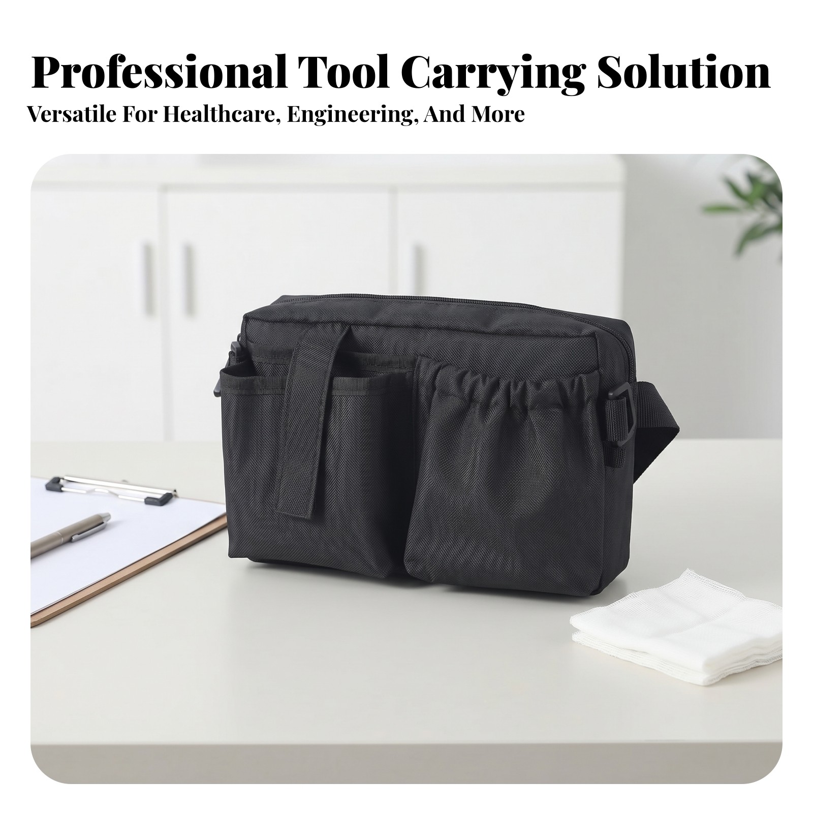 Zippered Tool Waist Bag Compact Adjustable Strap Waist Tool Bag