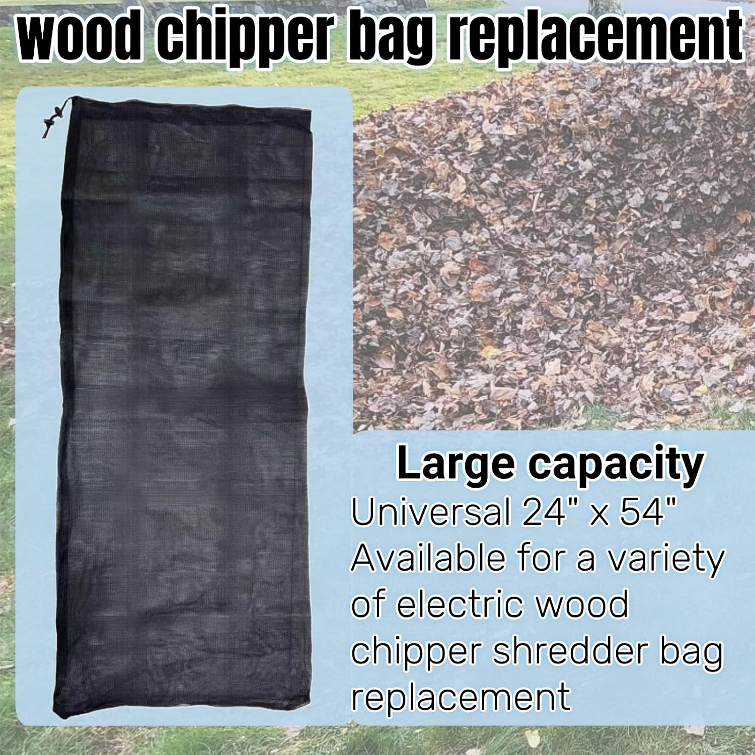 24 “X48 Large Capacity Adjustable Opening Wood Chipper Bag, Reusable Wood