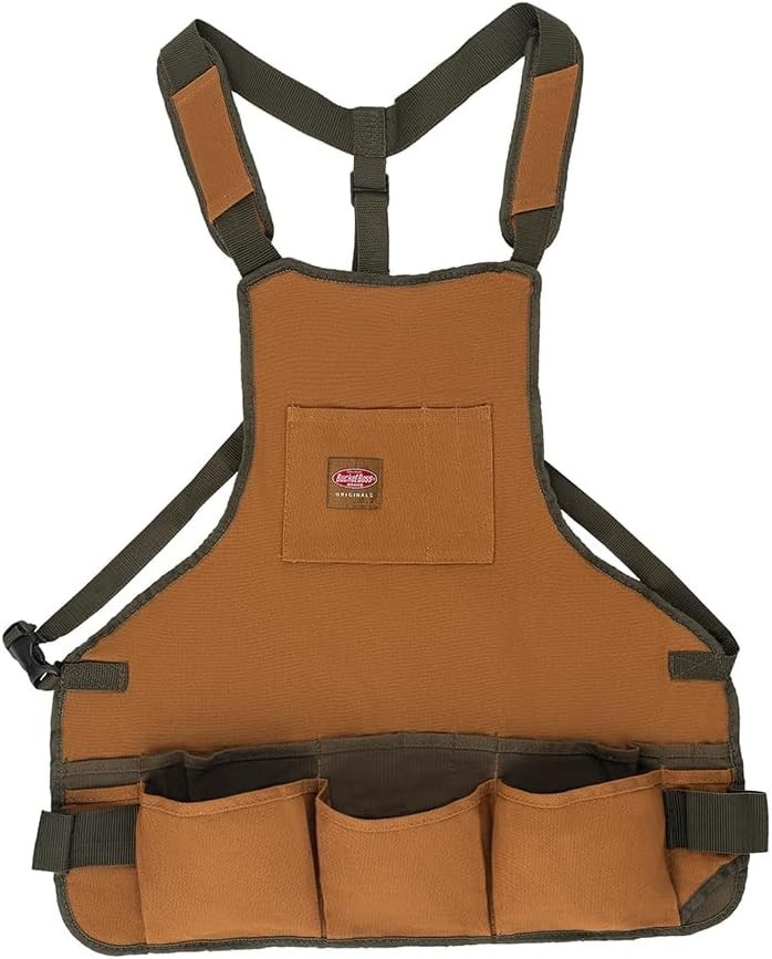 Bucket Boss mens Tool,adjustable,work Tool Bag, Brown, 16 pockets