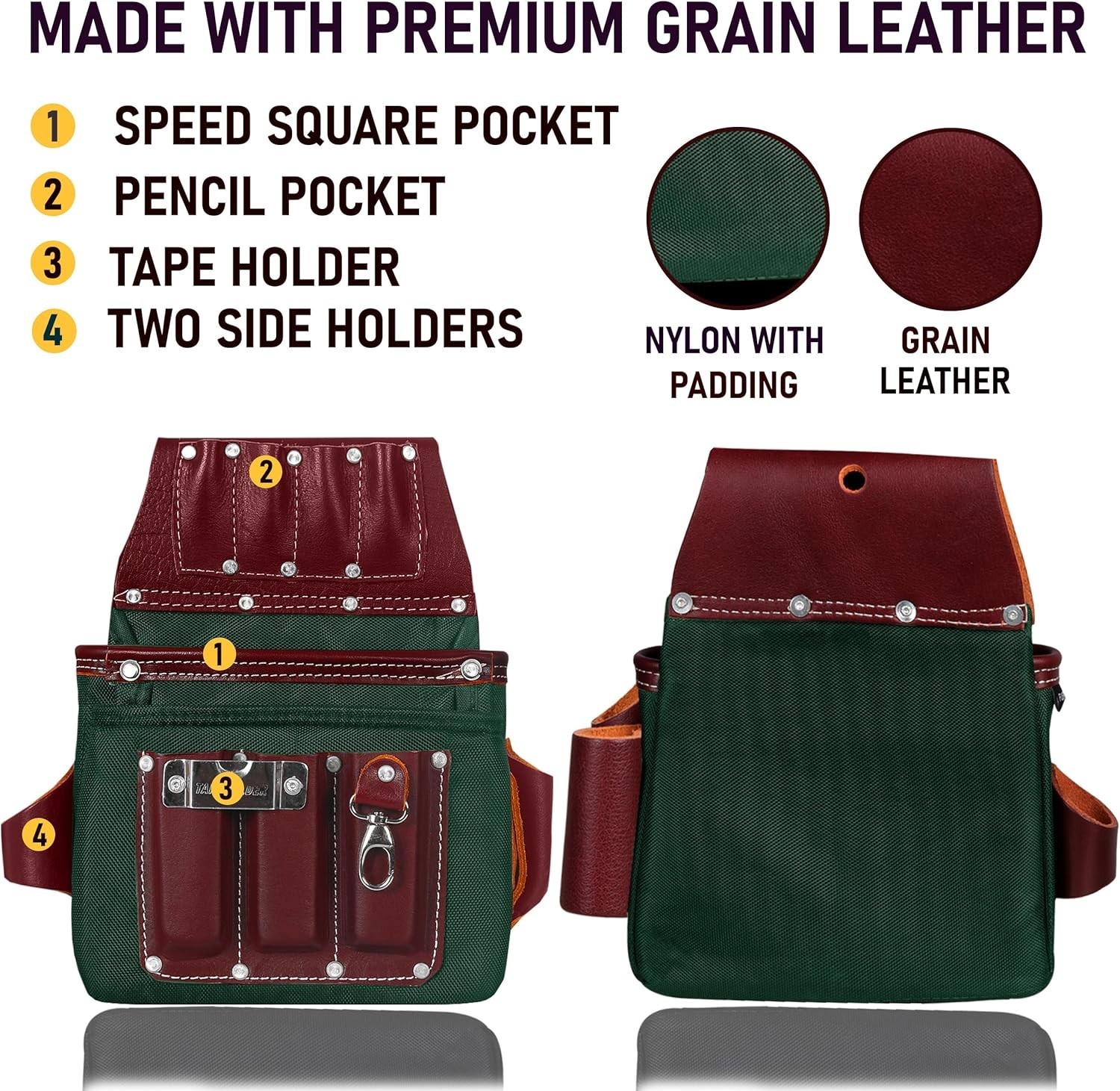 NEW FUERI Electrician’s Heavy Duty 26 Pocket Leather-Nylon Tool Belt & Bag Combo