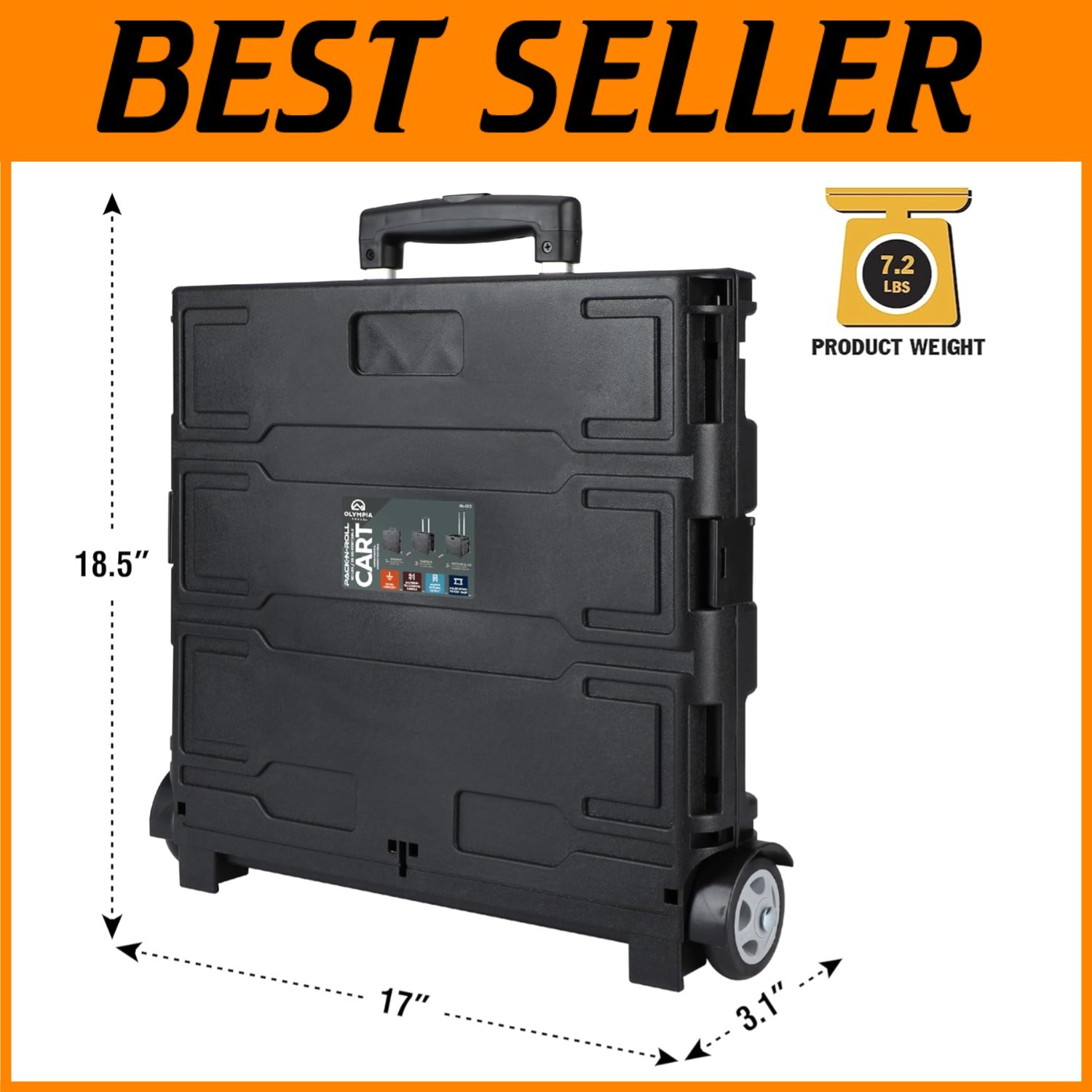 Portable Folding Cart with Telescopic Handle, 80 lb Capacity
