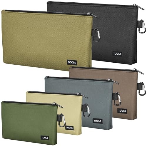 6 Pack Zipper Pouch, Premium Tool Bag, Utility Flat Bottom Storage Multicolor