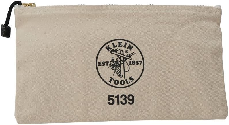 KLEIN TOOLS Canvas Zipper Bag Heavy Duty Brass Zipper