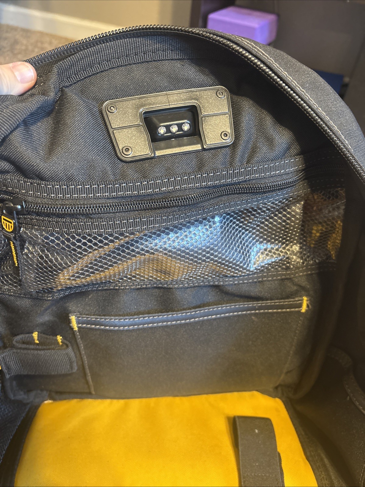 DEWALT DGL523 57 Pocket Lighted Tool Backpack – Black/Yellow