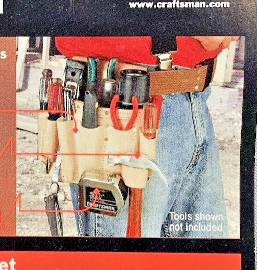 Craftsman Heavy Duty 9 Pocket Utility Tool Pouch Hammer Loop /Tape Holder 940487