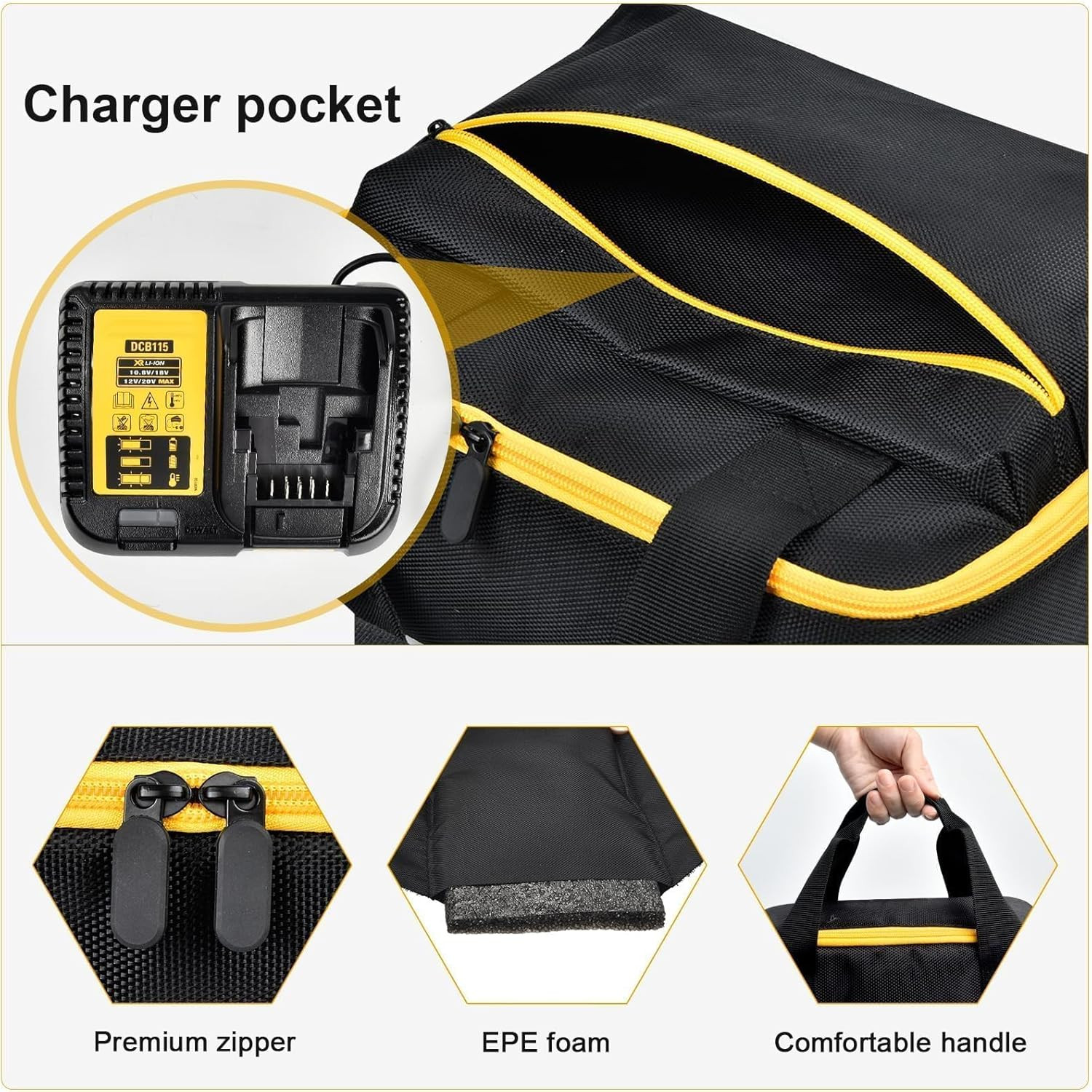 Impact Driver Bag Case Compatible with DEWALT 20V MAX XR DCF845B DCF900B DCF961B