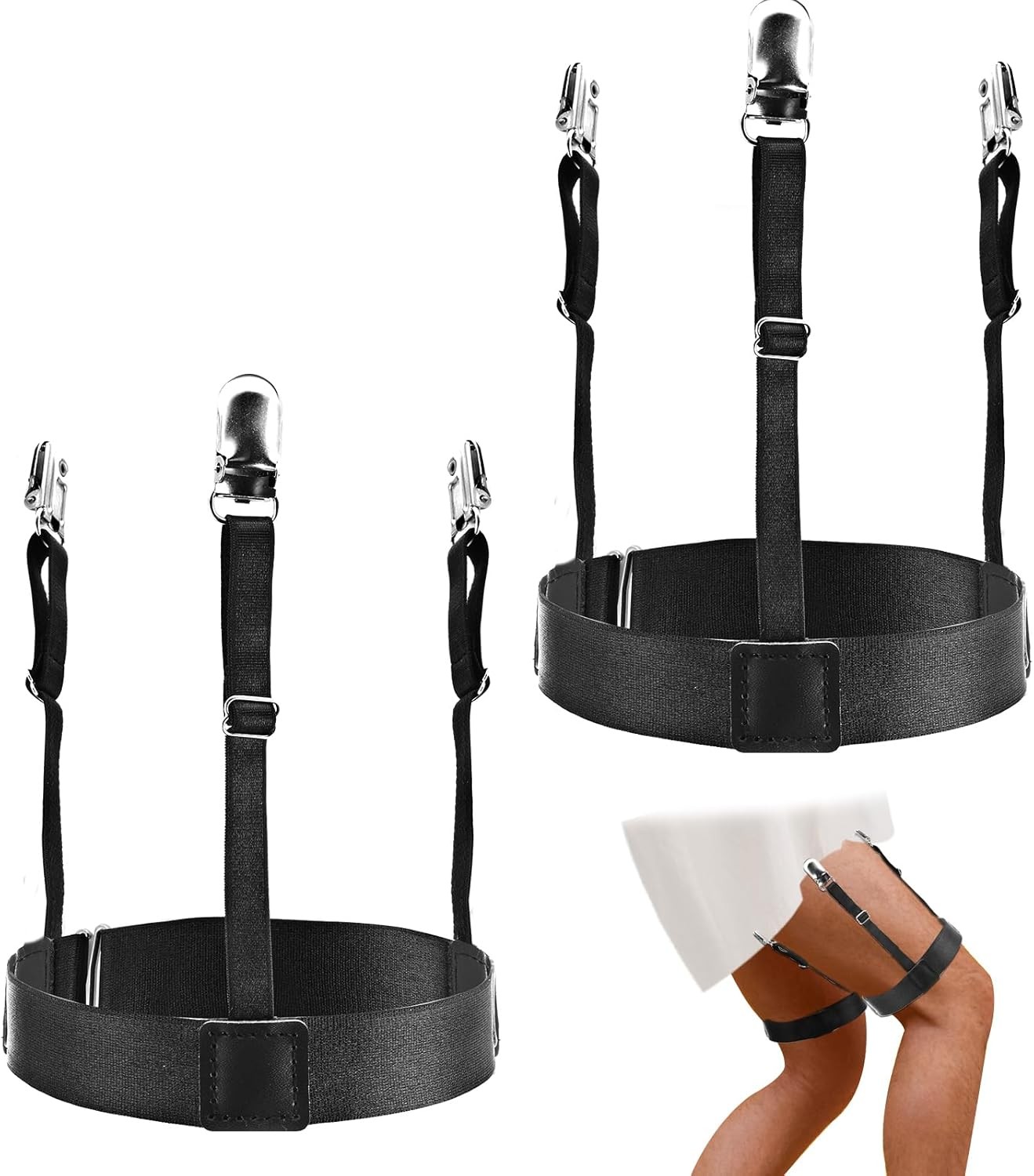 Adjustable Elastic Shirt Stays Holder Garter with Non-slip Locking Clamps…