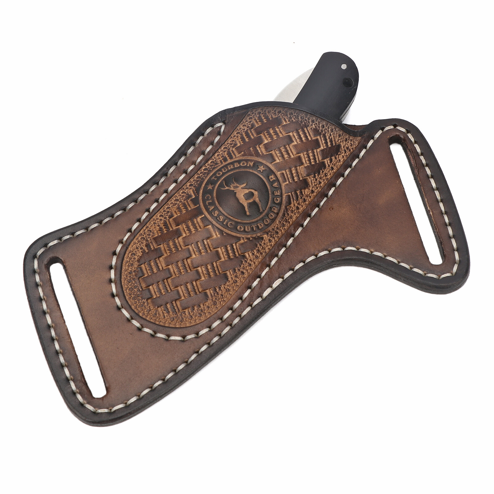 TOURBON Leather Folding Blade Knife Sheath Belt Pouch EDC Knives Pocket Camping