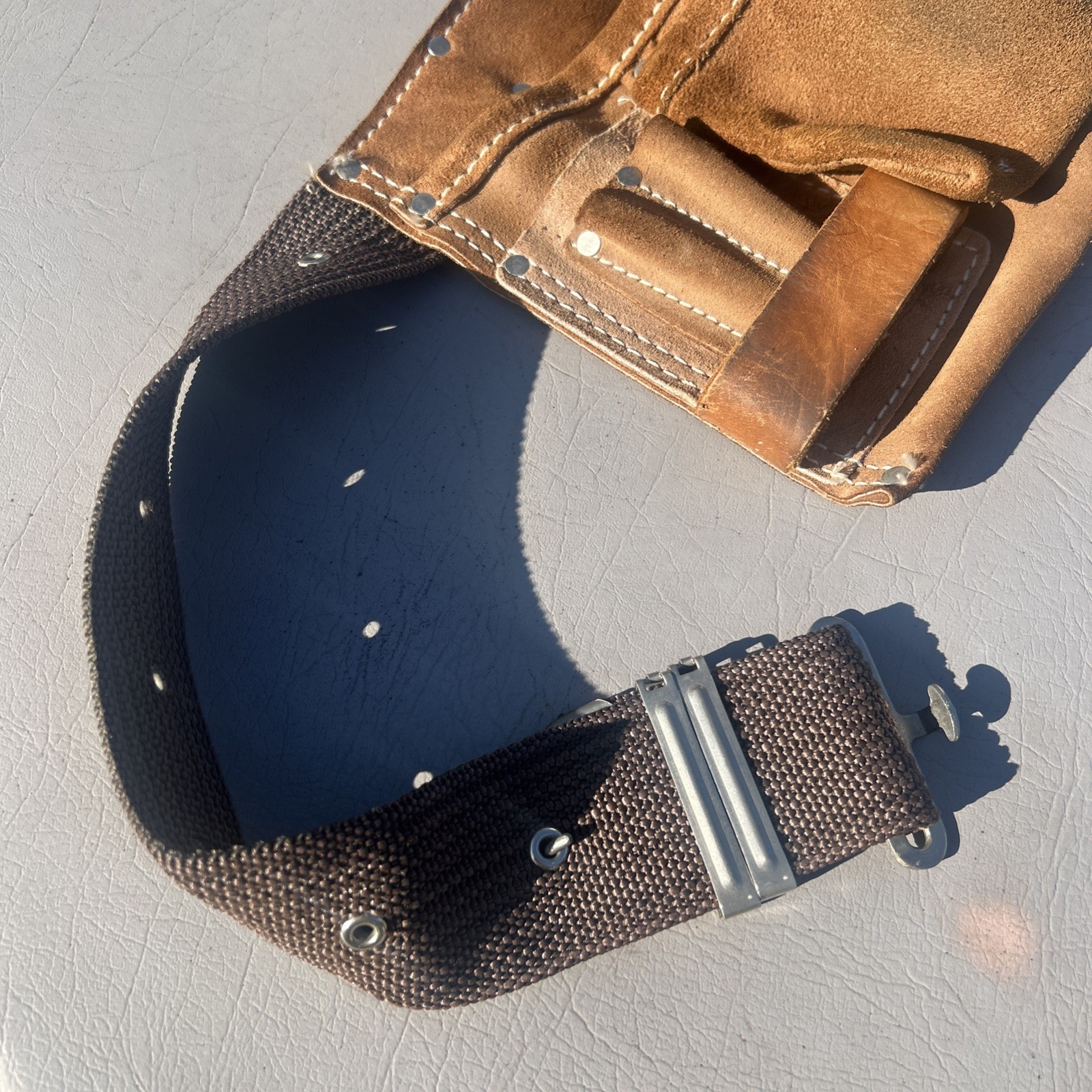 Sears Craftsman Leather Carpenters Adjustable Tool Belt Holder 945145 Vintage
