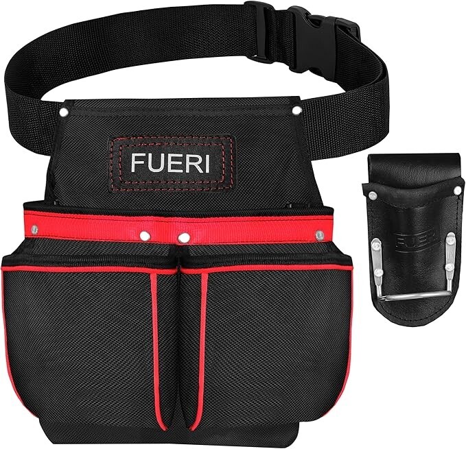 FUERI Cordura 11 Pocket Single Side Tool Belt for Carpenters Heavy Duty Adjustab