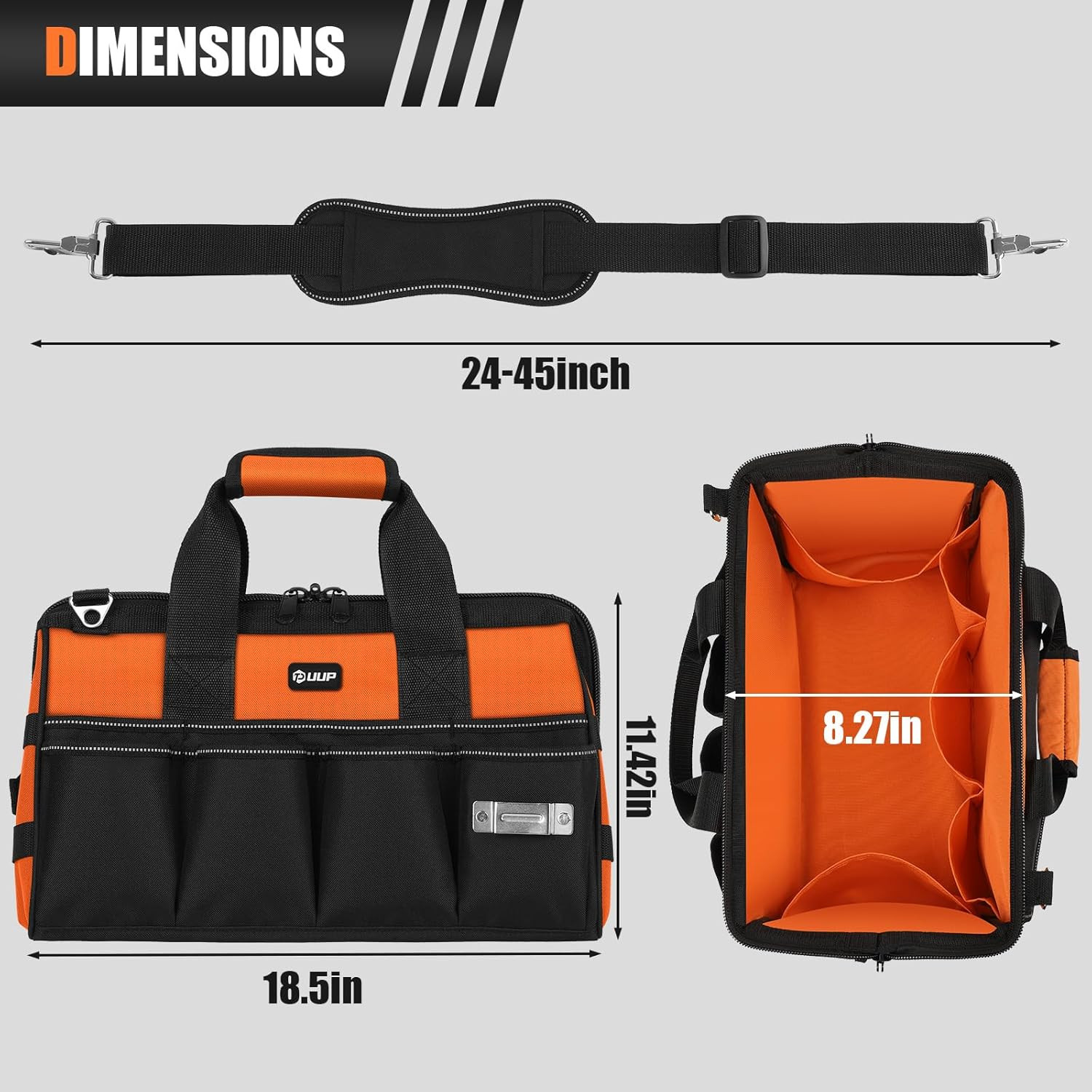18″ Heavy Duty Tool Bag – 16 Pocket Organizer for Mechanics & Engineers