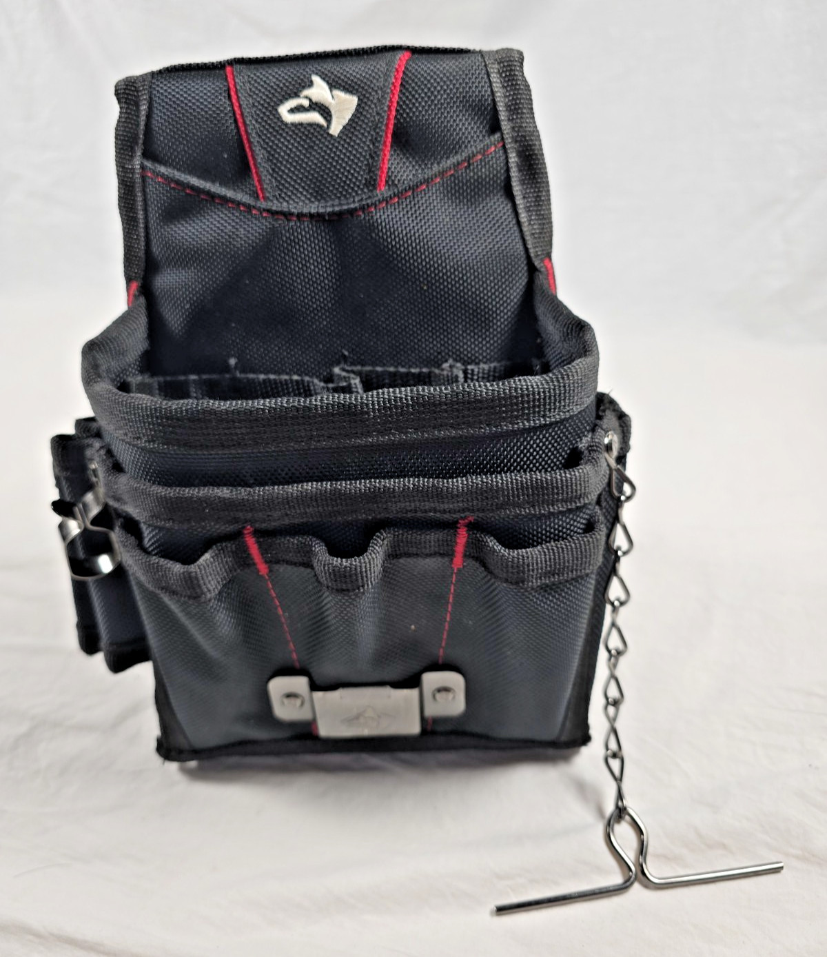9-Pocket Husky Tool Belt Pouch Black Electrician Carpenter Utility Pouch