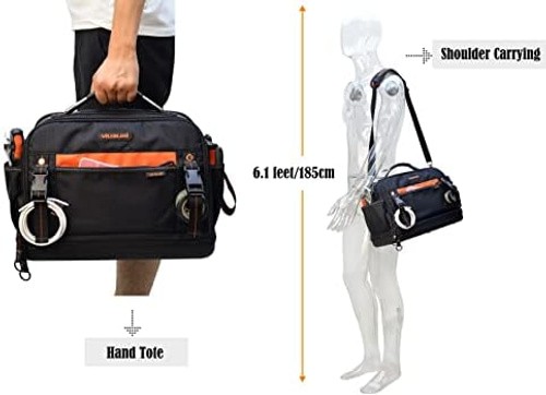 WELKINLAND 42-Pocket Tool Organizer, 16- Inch Hard Bottom Tool Bag | Heavy-Du…