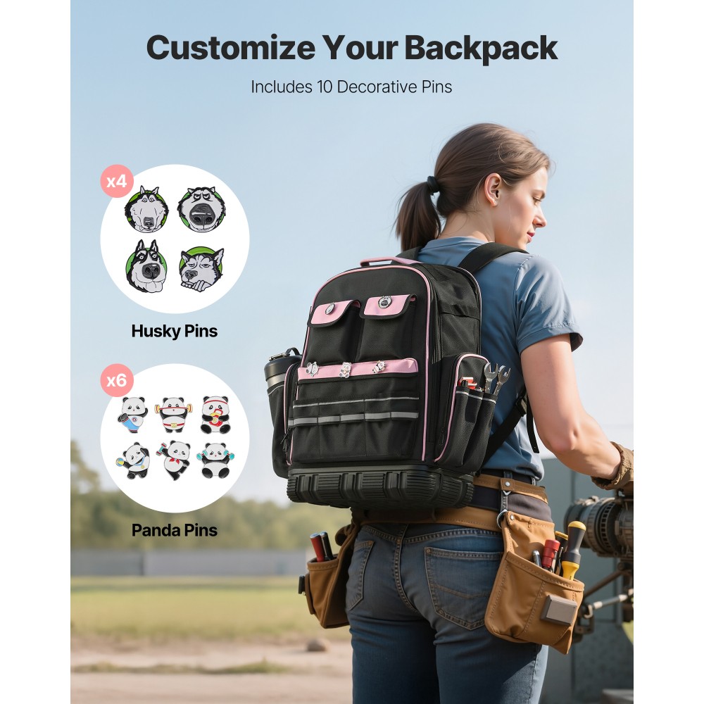 Tool Backpack 56 Pockets Tear-resistant Jobsite Backpack for Electrician