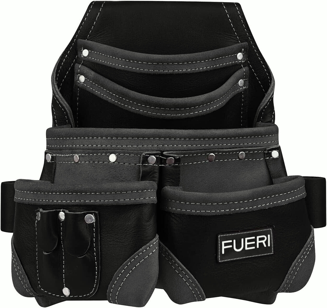 Leather Tool Pouch for Carpenters 5 Pocket Framer Belt Bag Lineman Electrician