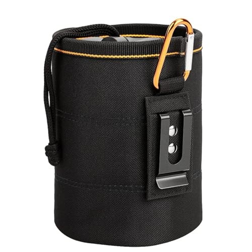 Black Cylindrical Storage Tool Pouch Bag with Carabiner Hook – Heavy Duty