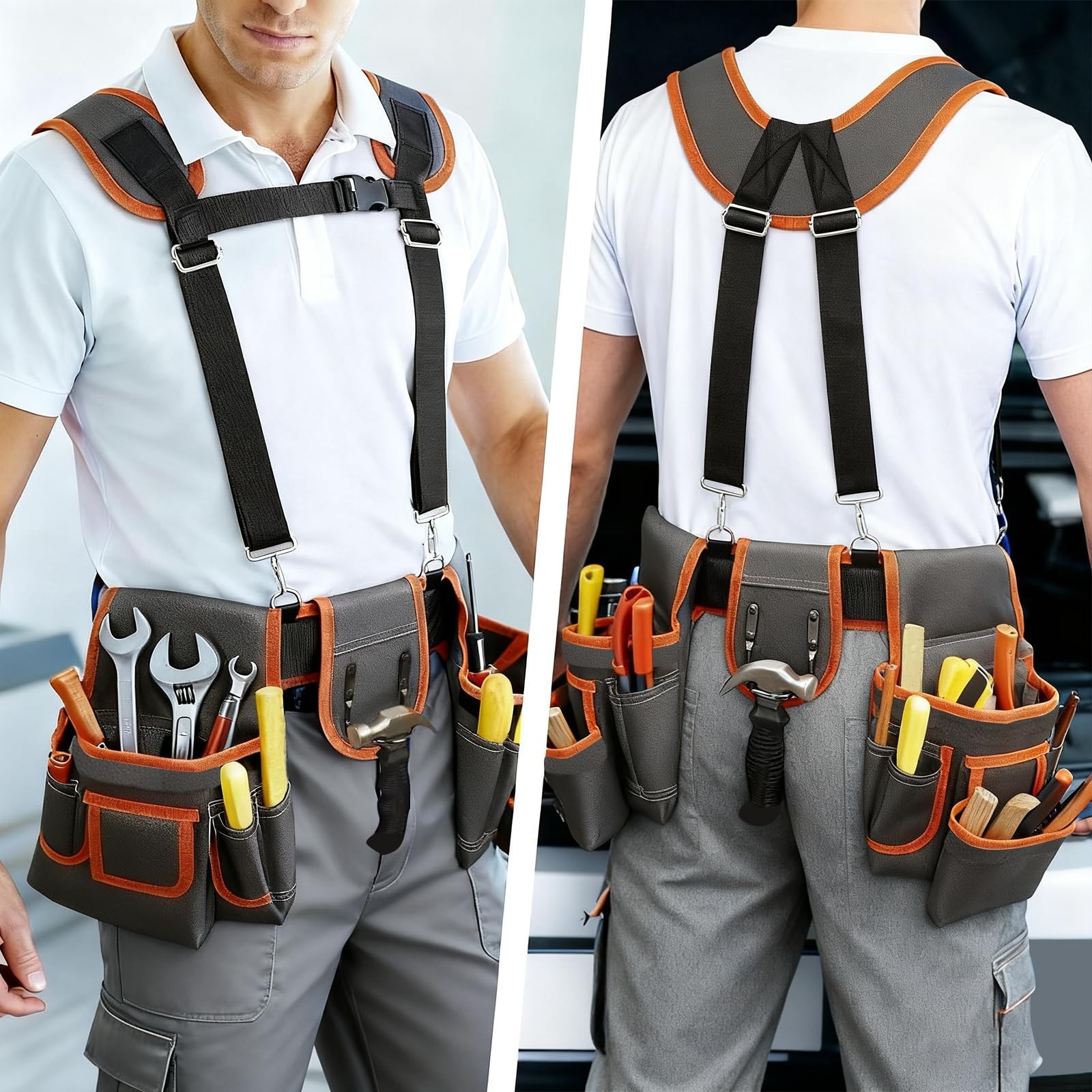Tool Belt, Magnetic Tool Pouch With Suspenders, Professional Tool Belts for M…