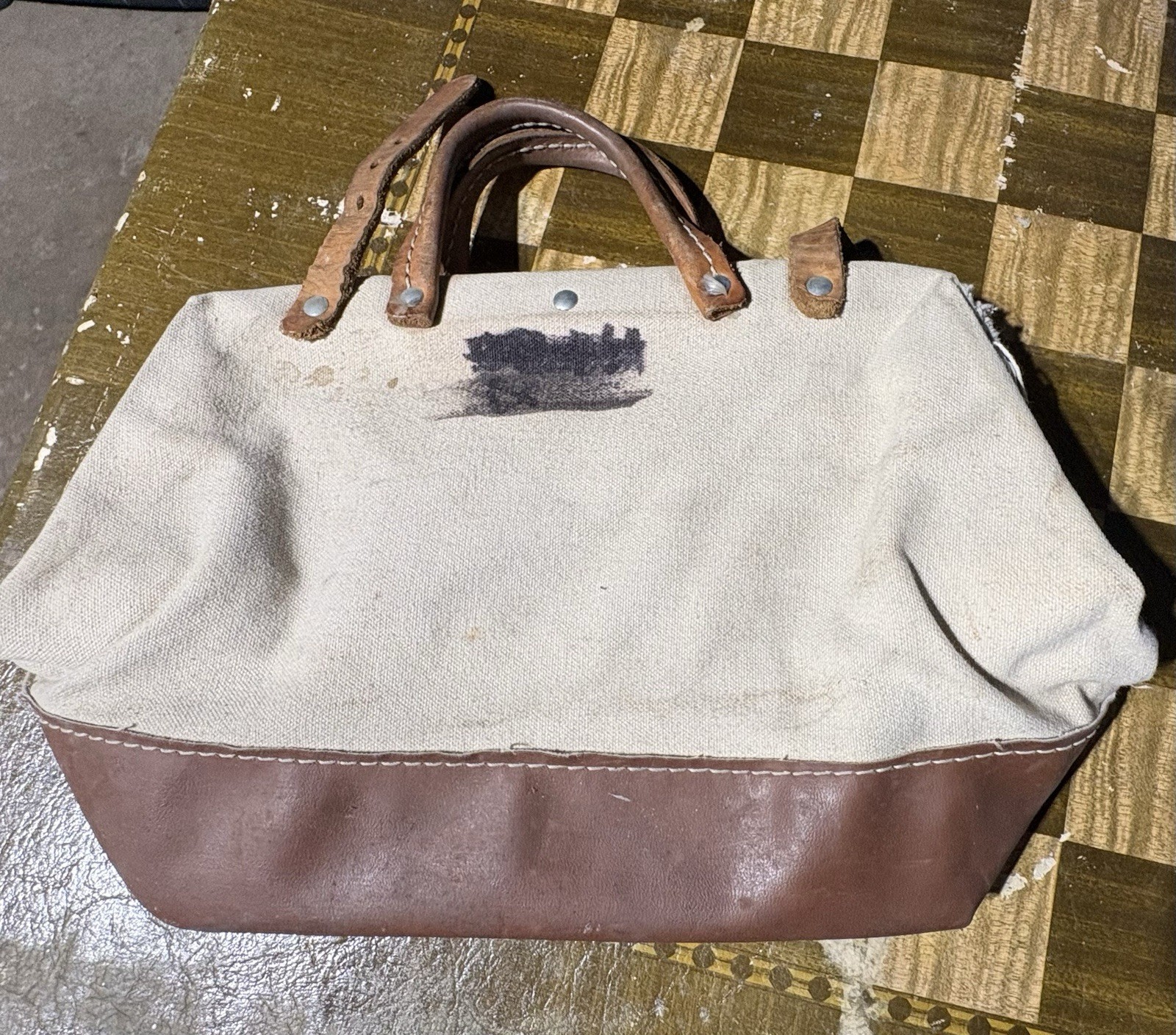 Klein Tools 5102-18 Canvas Tool Bag Large Beige Brown Leather Bottom Heavy Duty