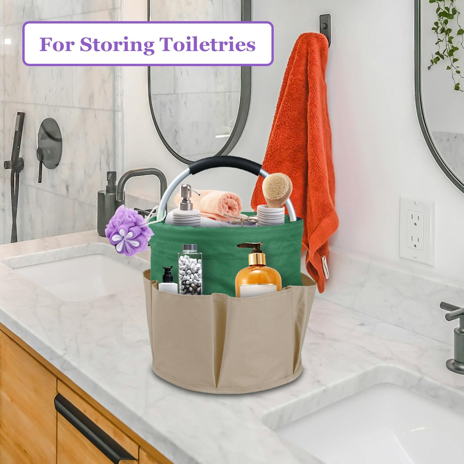Set of 2 Foldable Cleaning Caddy for Cleaning Supplies, 17L Household Tool Bu…
