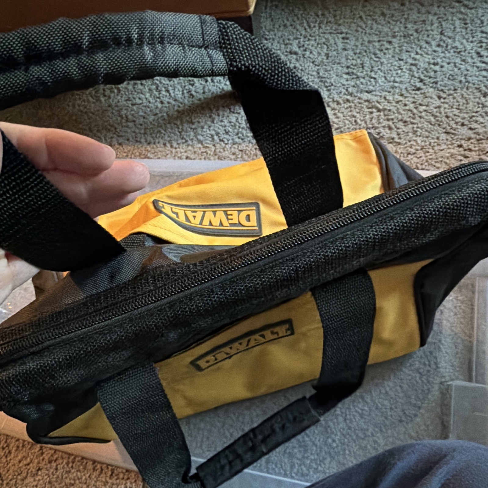 DEWALT Nylon Tool Bag Black/Yellow Zipper Closure w/ Handle NWOT